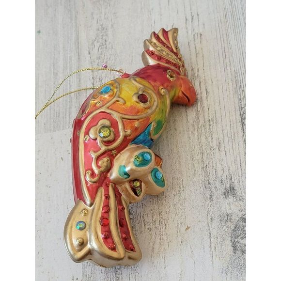 Rainbow parrot bird glitter ornament Xmas decor - Picture 1 of 7
